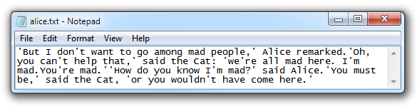 text file opened in notepad