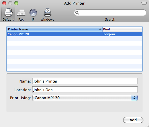 add printer window