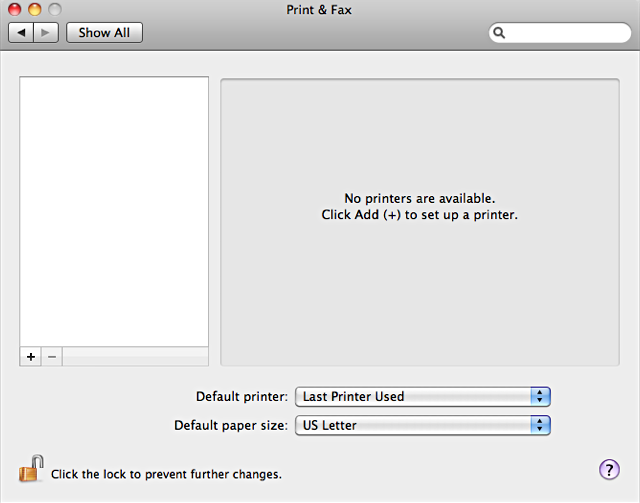 click plus sign to add printers