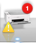 printer error icon with yellow exclamation point