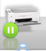 printer icon with green pause button